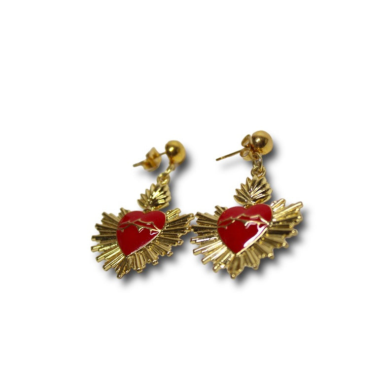 Aretes De Corazón Rojo