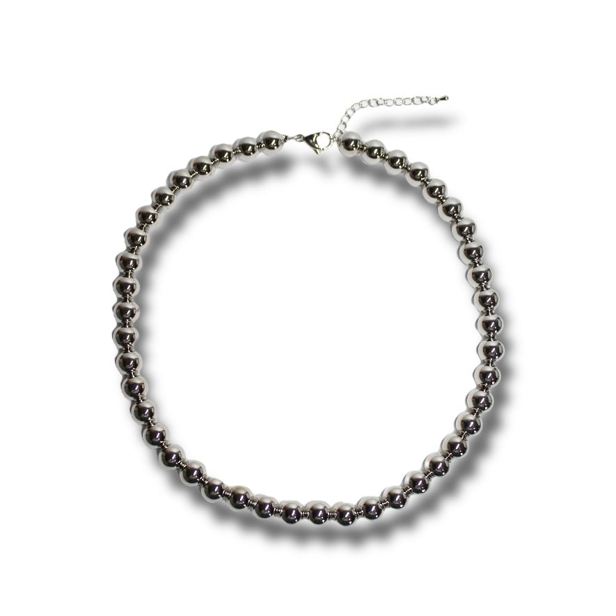 Collar De Bolas Plateado