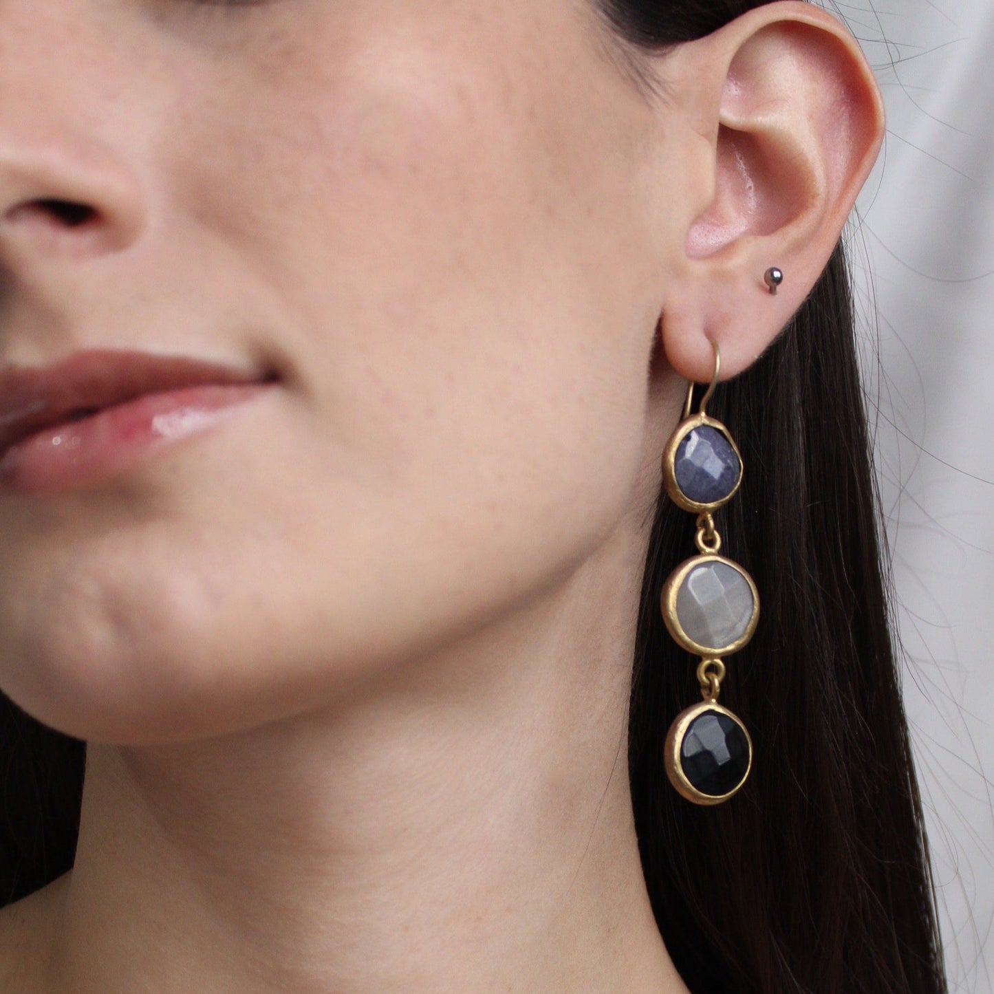 Aretes Turcos De Triple Piedra