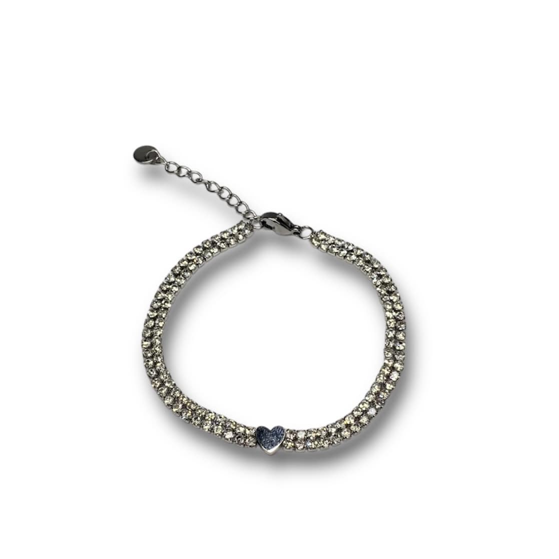 Pulsera Corazón De Acero Plateada Con Zirconia