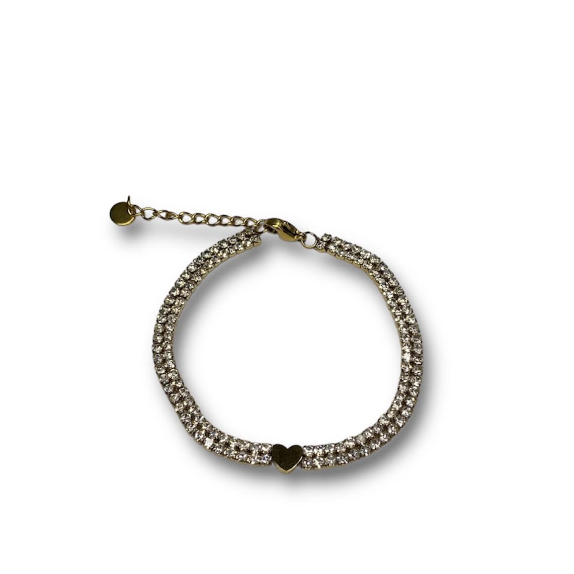 Pulsera Corazón De Acero Dorada Con Zirconia