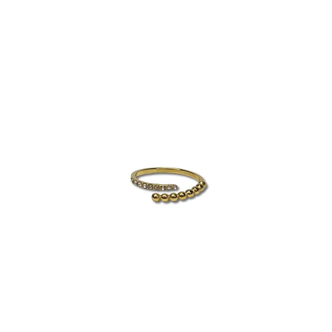 Anillo Mitad Bolitas Y Zirconias