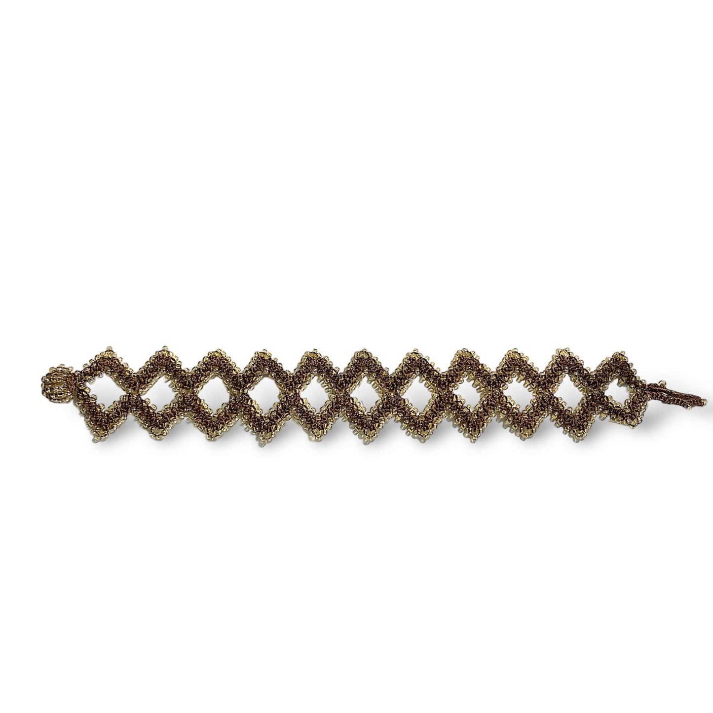Pulsera Turca Café Tejida Con Chaquiras