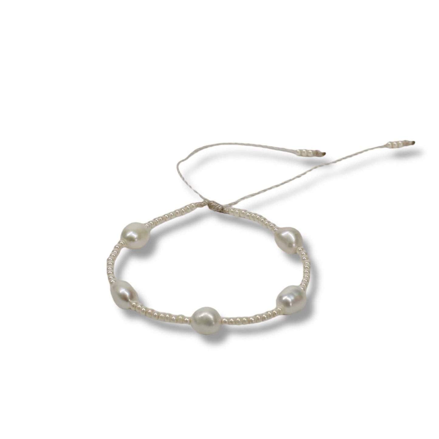 Pulsera De 5 Perlas Con Chaquiras