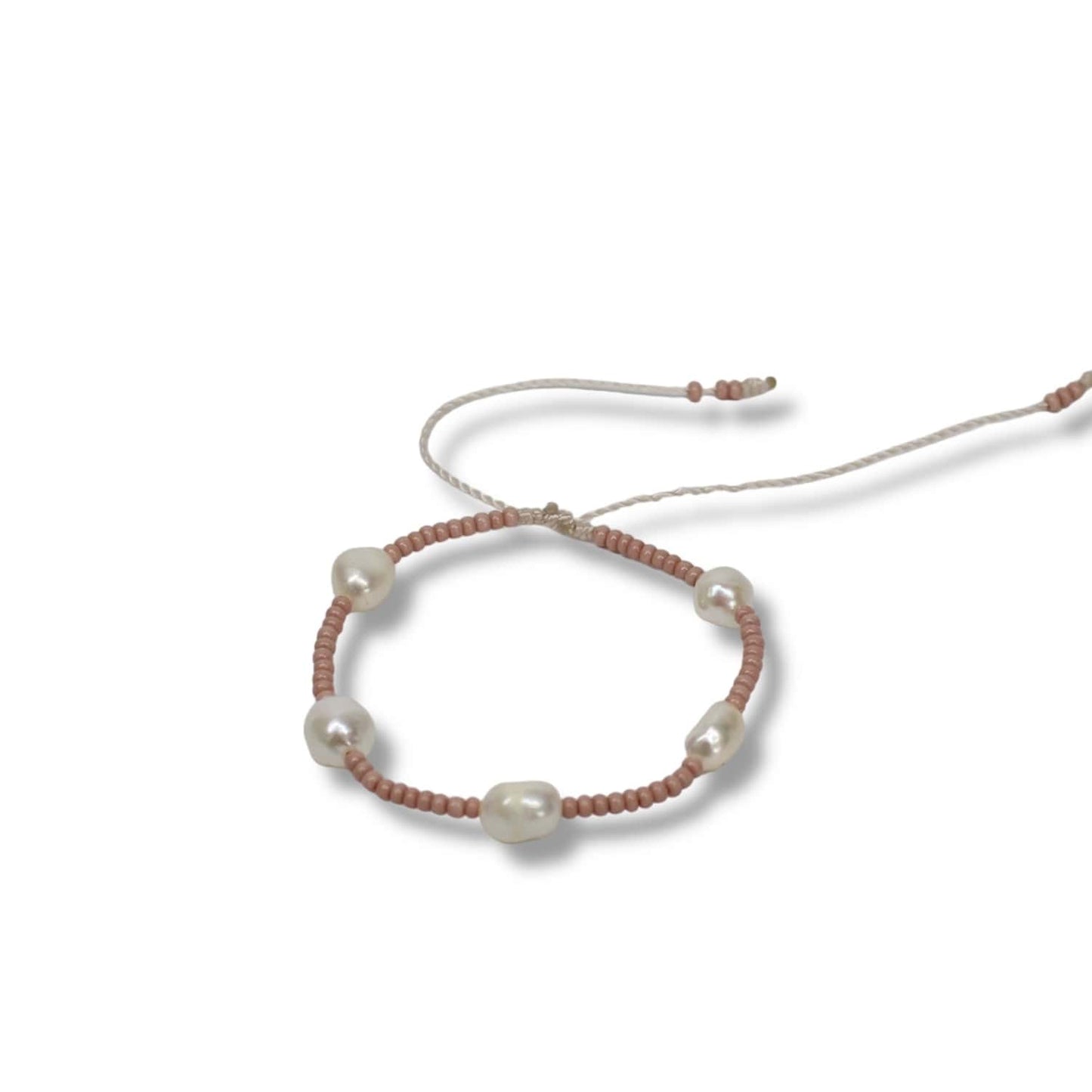 Pulsera De 5 Perlas Con Chaquiras