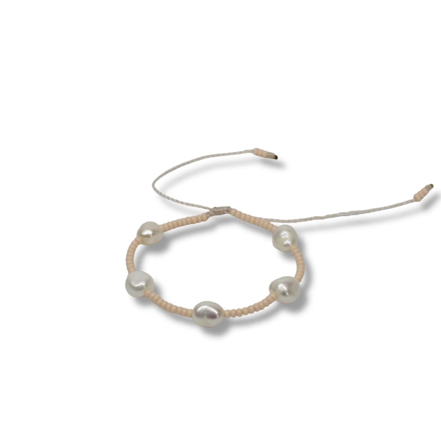 Pulsera De 5 Perlas Con Chaquiras