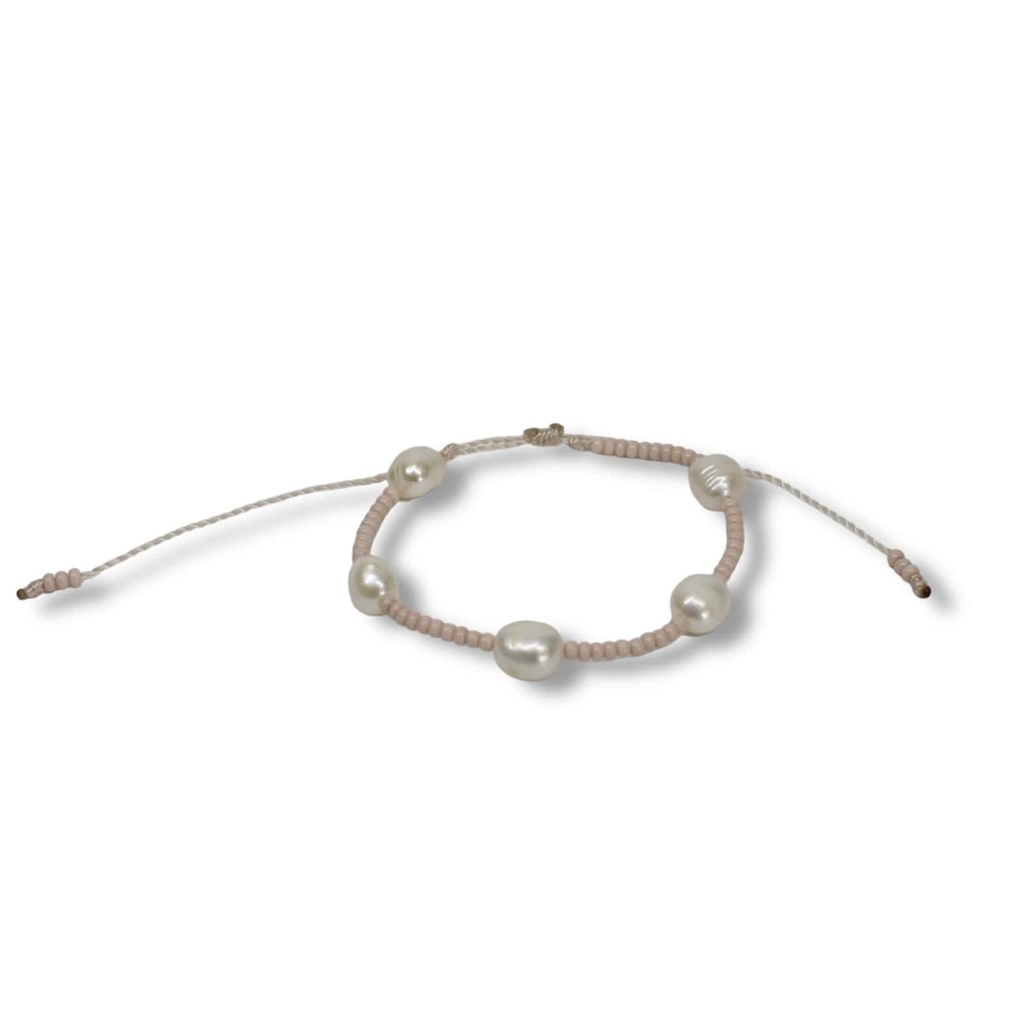Pulsera De 5 Perlas Con Chaquiras