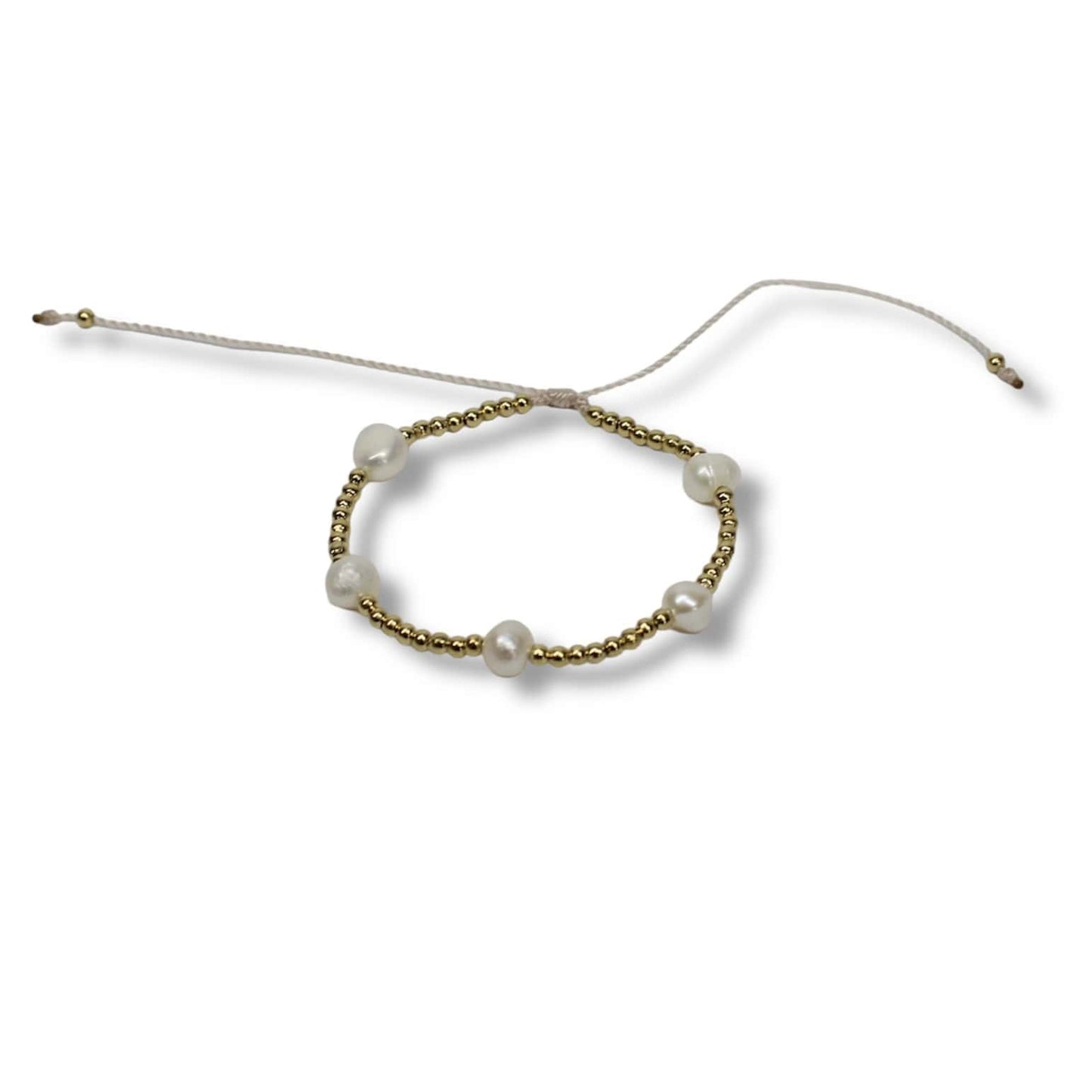 Pulsera De 5 Perlas Con Chaquiras