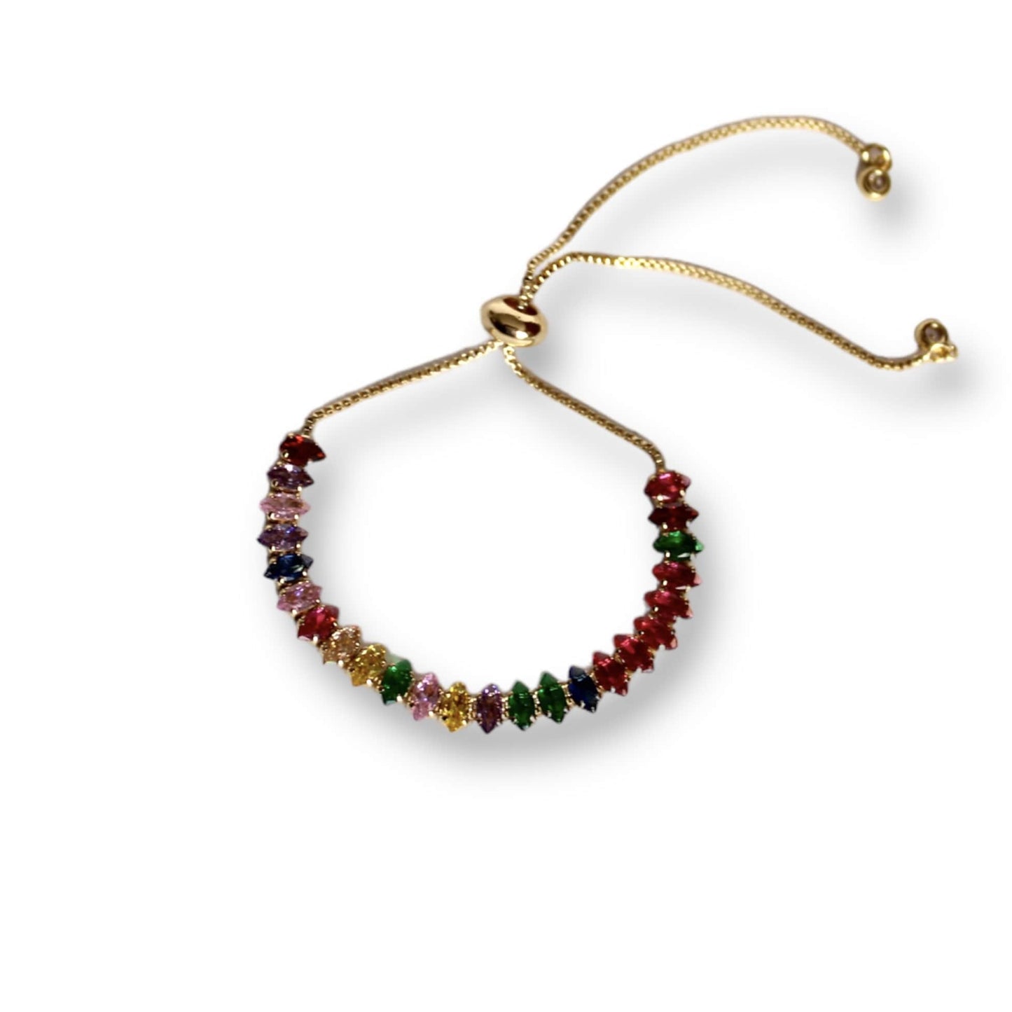 Pulsera Ajustable Zirconias Ovaladas De Colores