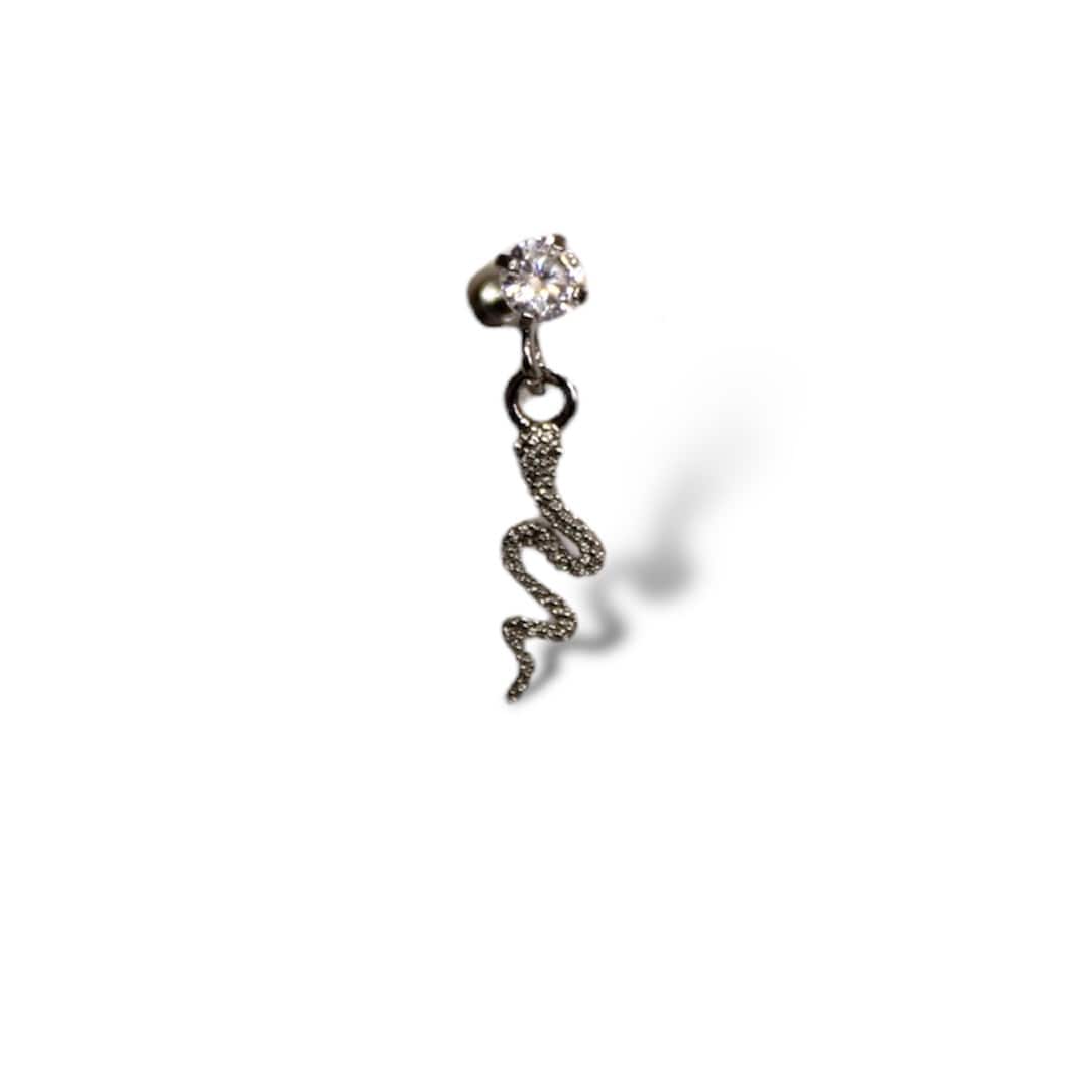 Piercing Serpiente Acero Plateado