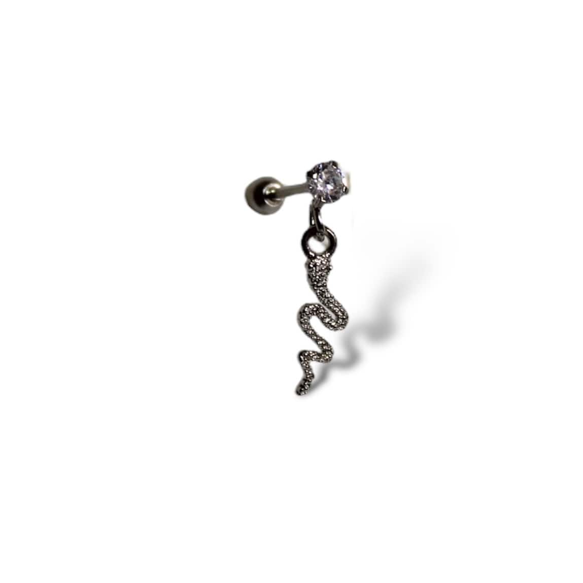 Piercing Serpiente Acero Plateado