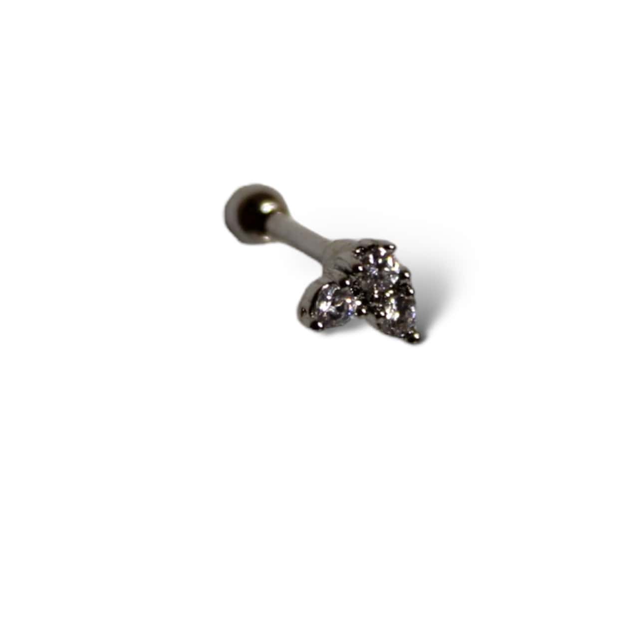 Piercing Tres Zirconias Acero Plateado