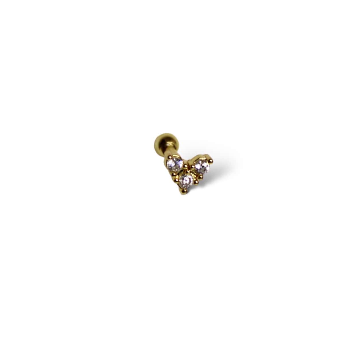 Piercing Tres Zirconias Acero Dorado