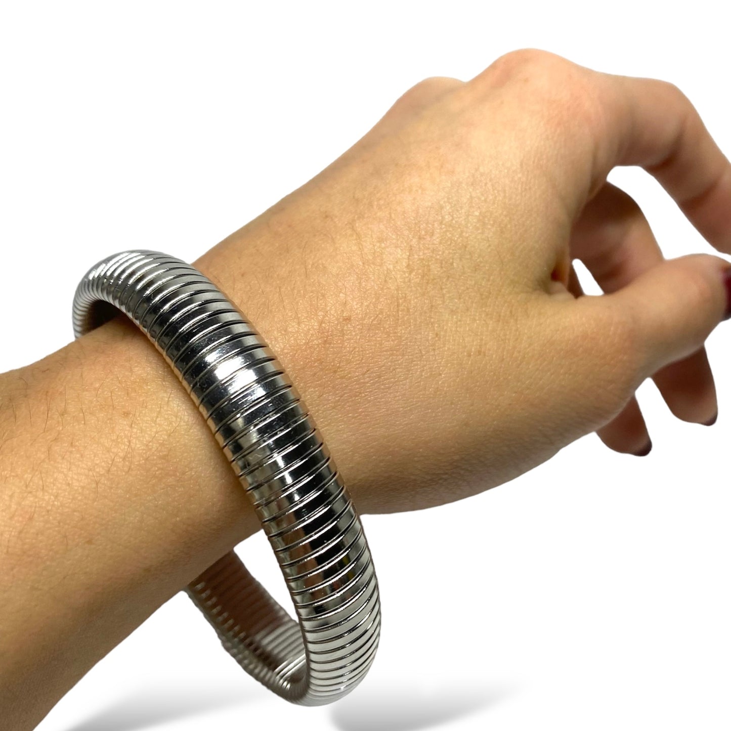 Brazalete Tipo Serpiente Acero Plateado