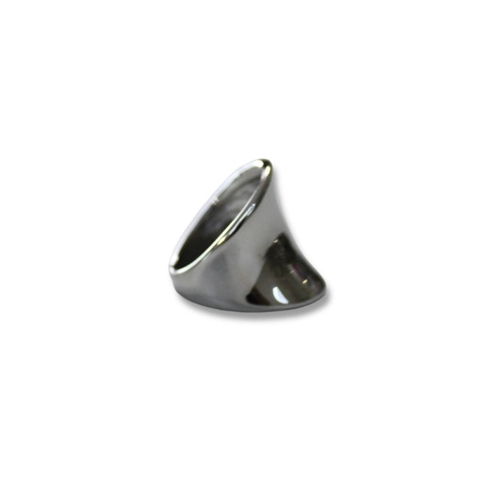 Anillo Curvo De Acero Plateado