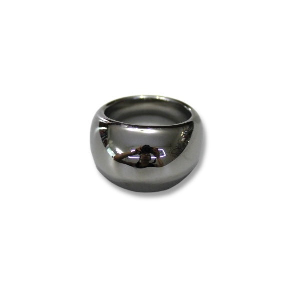 Anillo Bola De Acero Chunky Plateado