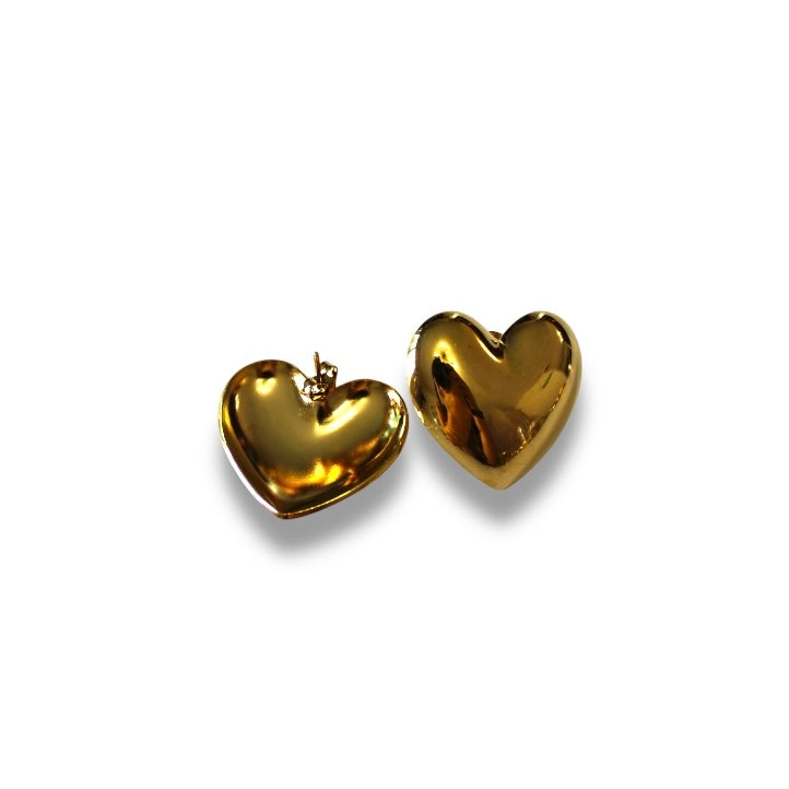 Aretes Corazón Dorado De Acero
