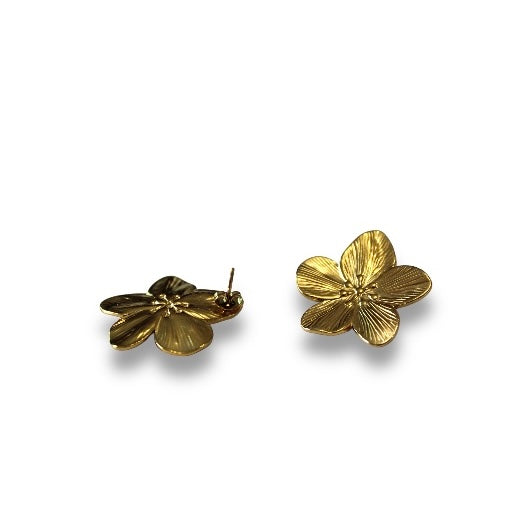 Aretes Flor Dorada De Acero