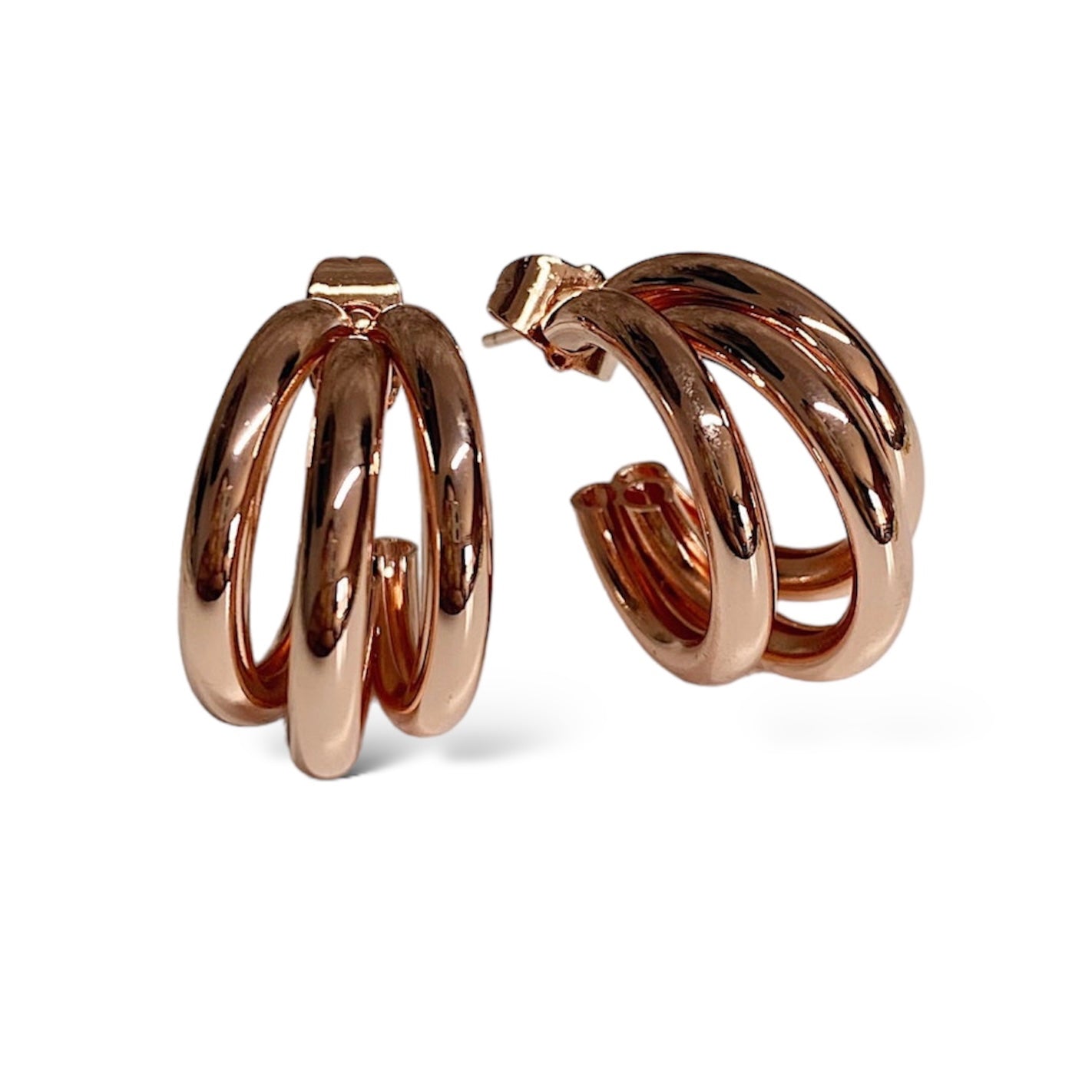 Arracadas Triples Gruesas Rose Gold