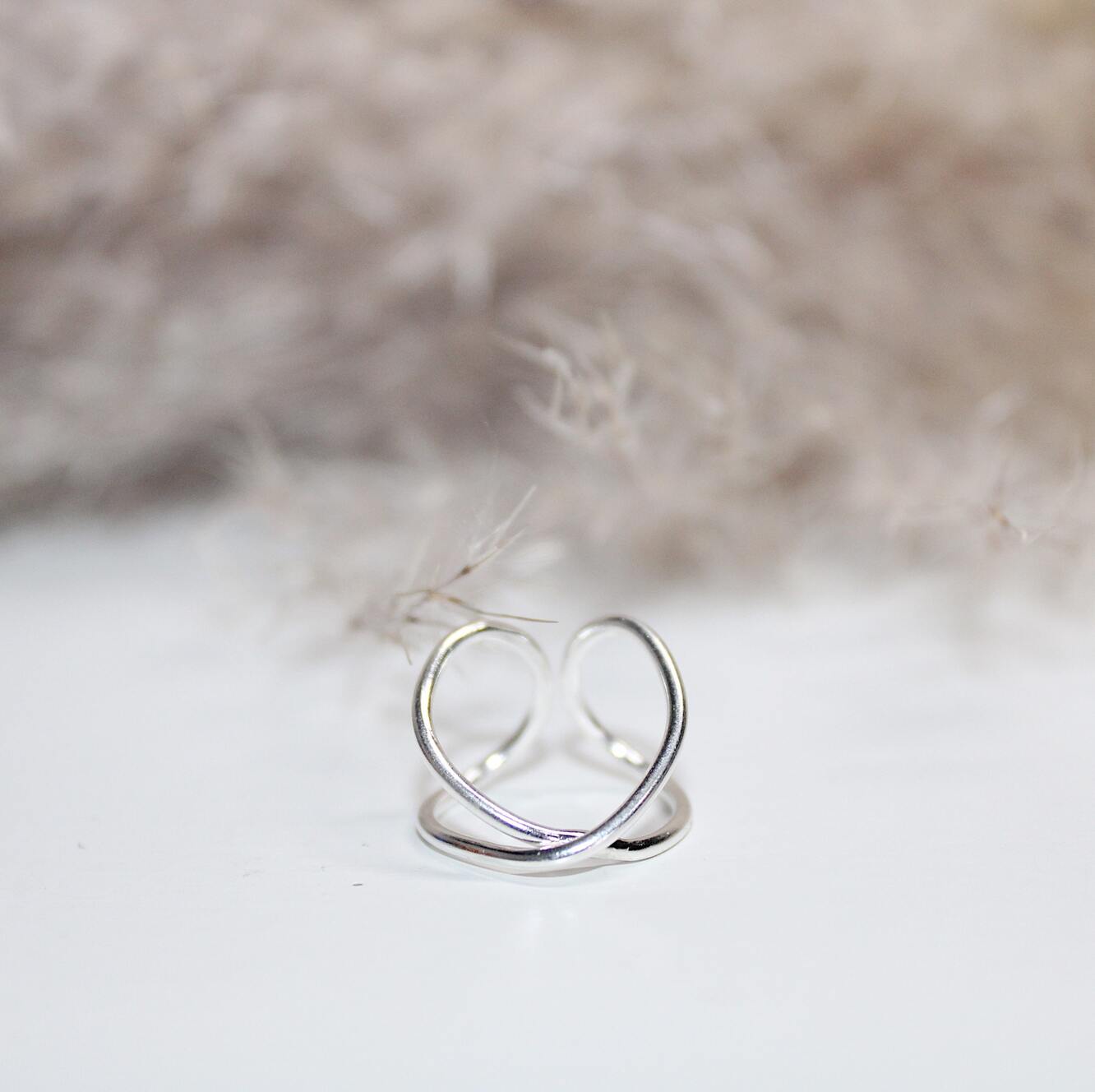 Anillo Medio Dedo Cruzado Plata