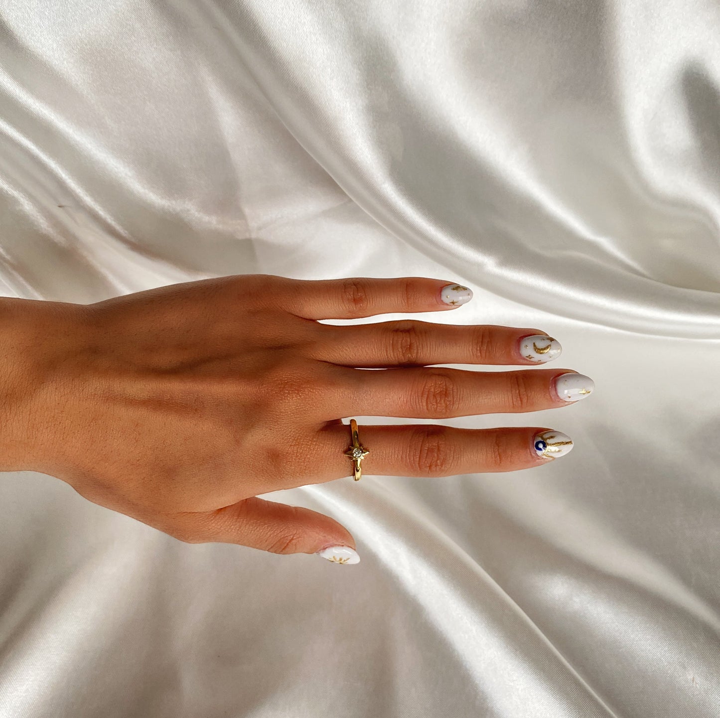 Anillo de estrella y zirconia Chapa de Oro