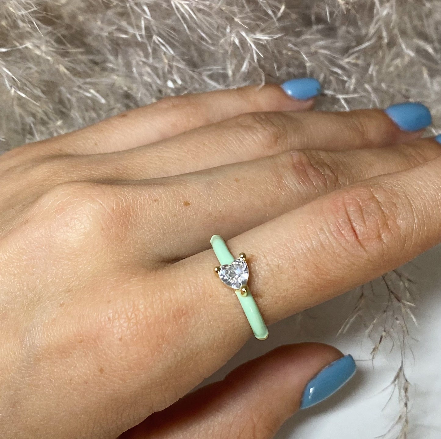 Anillo Chapa de Oro Corazón Verde