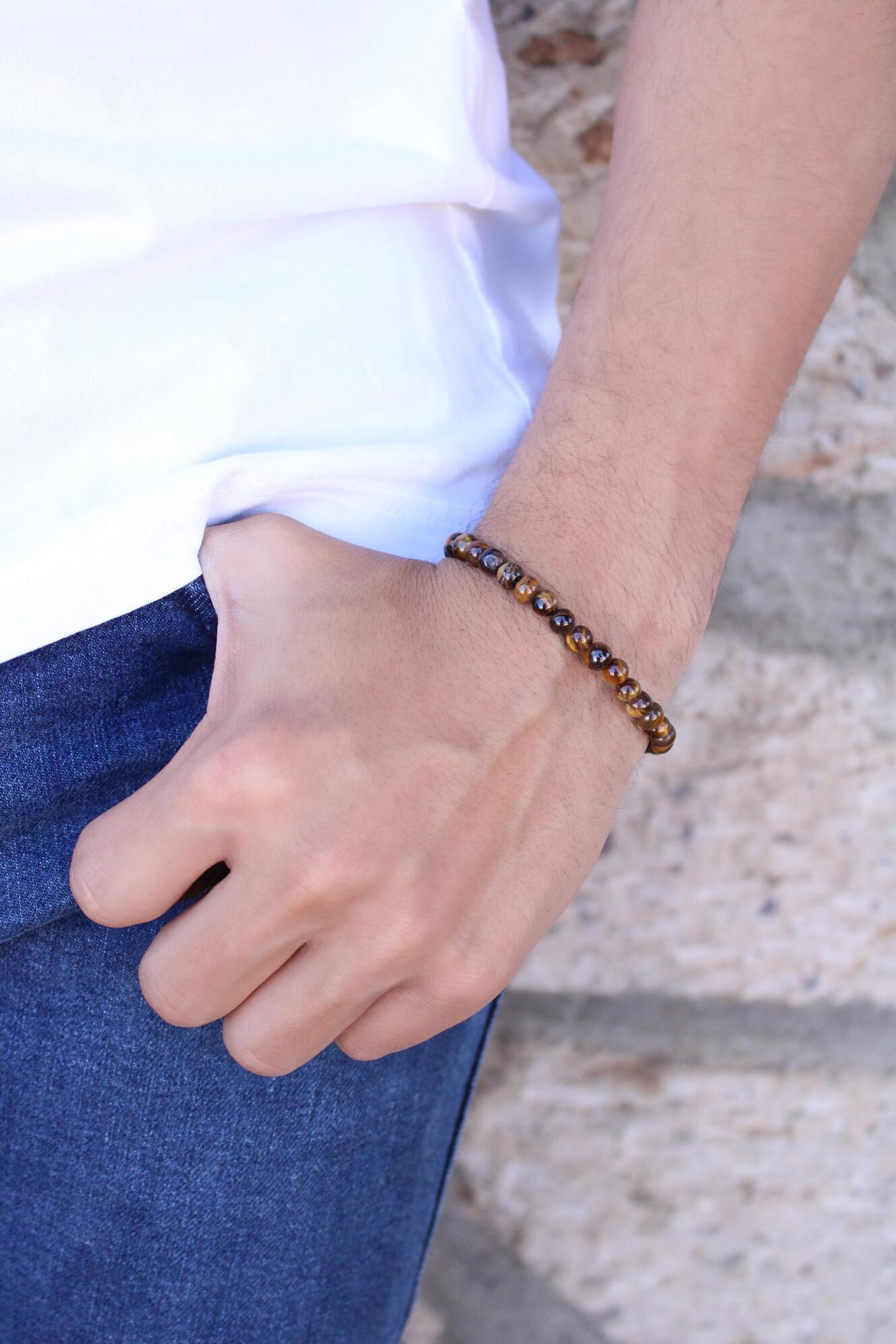 Pulsera Ojo de Tigre Hombre Piedra Chica
