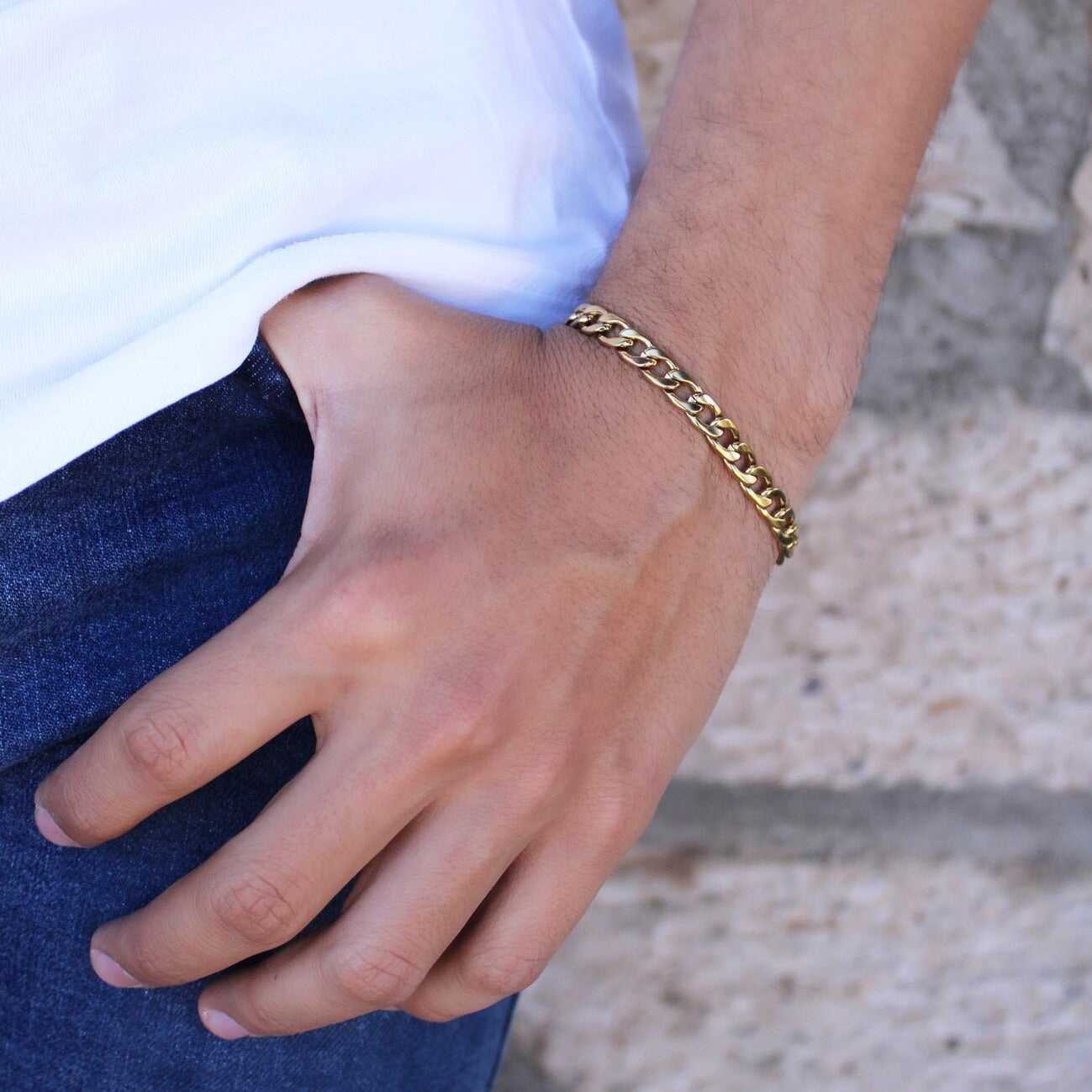 Pulsera Para Hombre Barbada 6 mm De Acero