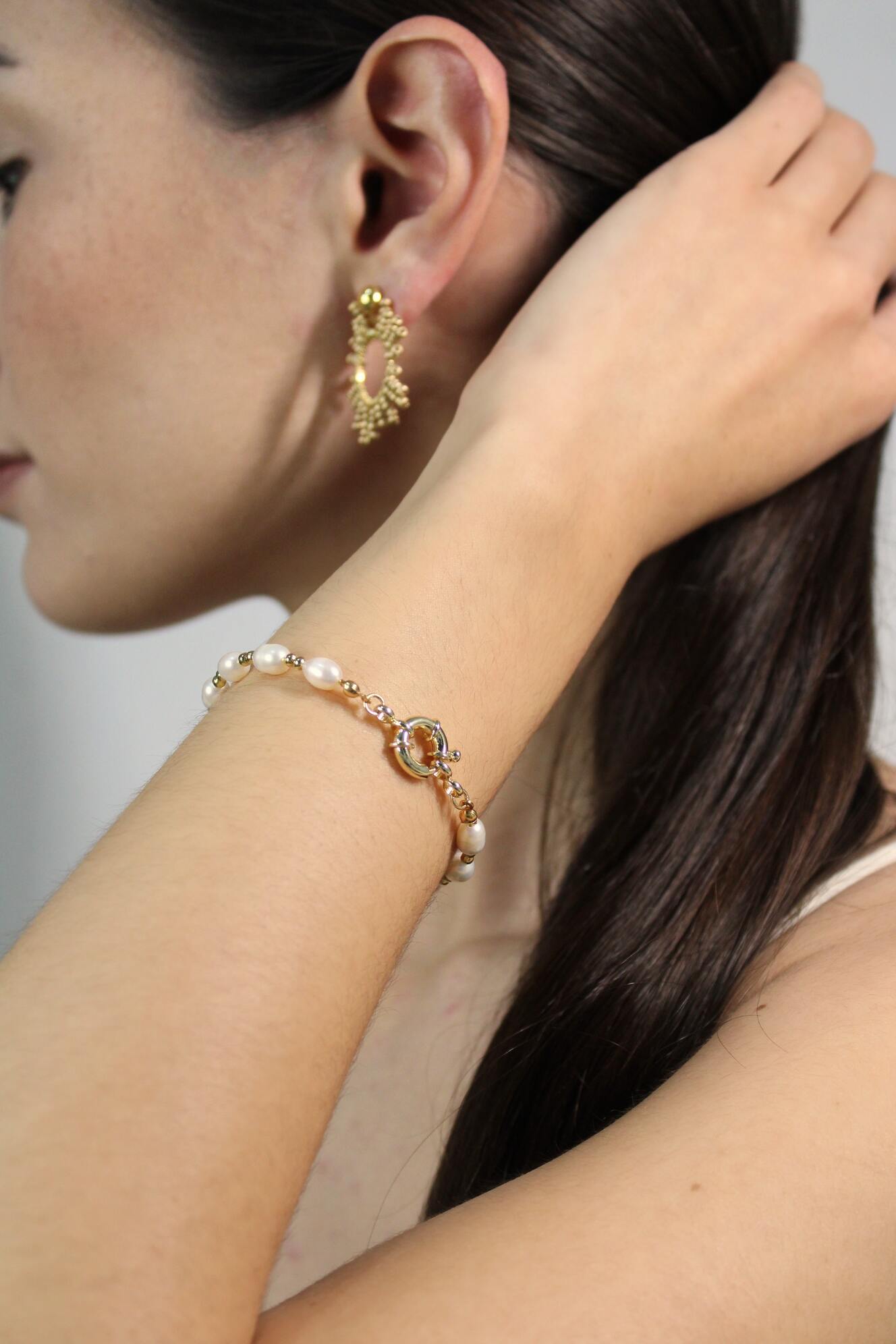 Pulseras De Perlas Y Broche Marinero