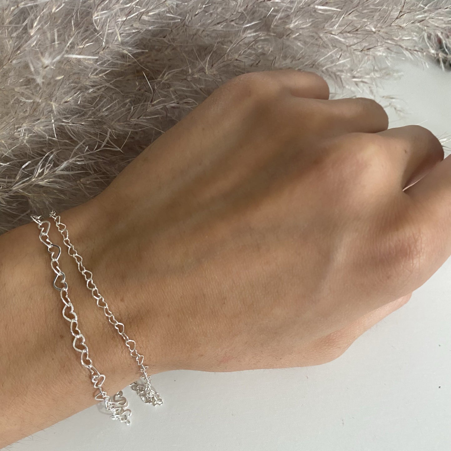 Pulsera Corazones De Plata