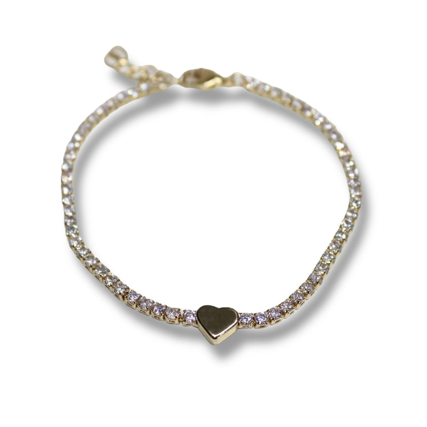 Pulseras de Corazon con Zirconia Chapa de Oro