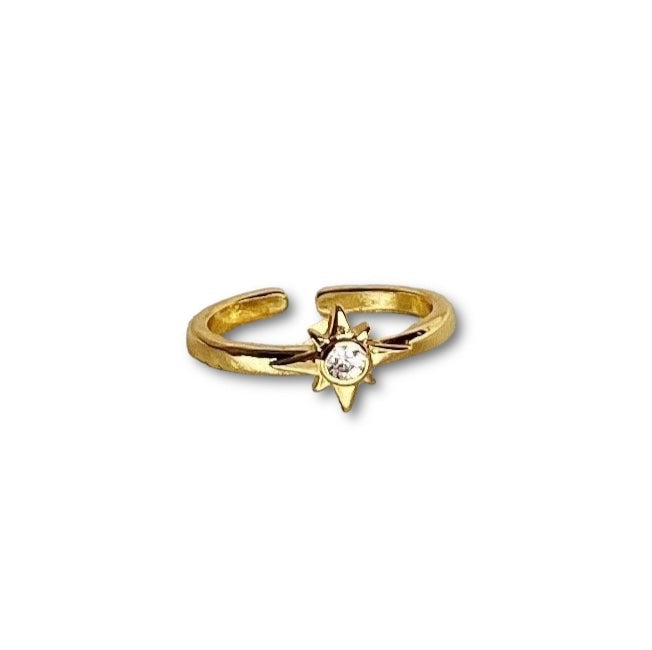 Anillo de estrella y zirconia Chapa de Oro