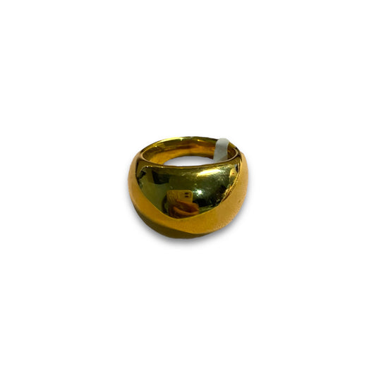 Anillo Bola De Acero Chunky Dorado