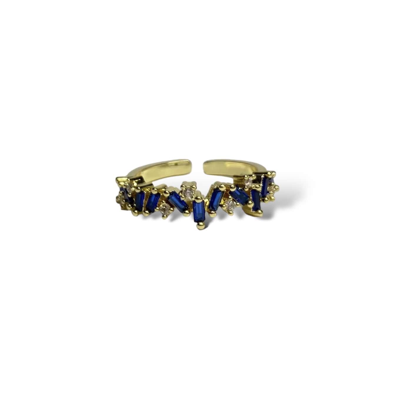 Anillo Zirconias Azules Chuecas De Chapa