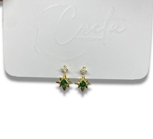 Aretes De Estrella Con Zirconia Verde