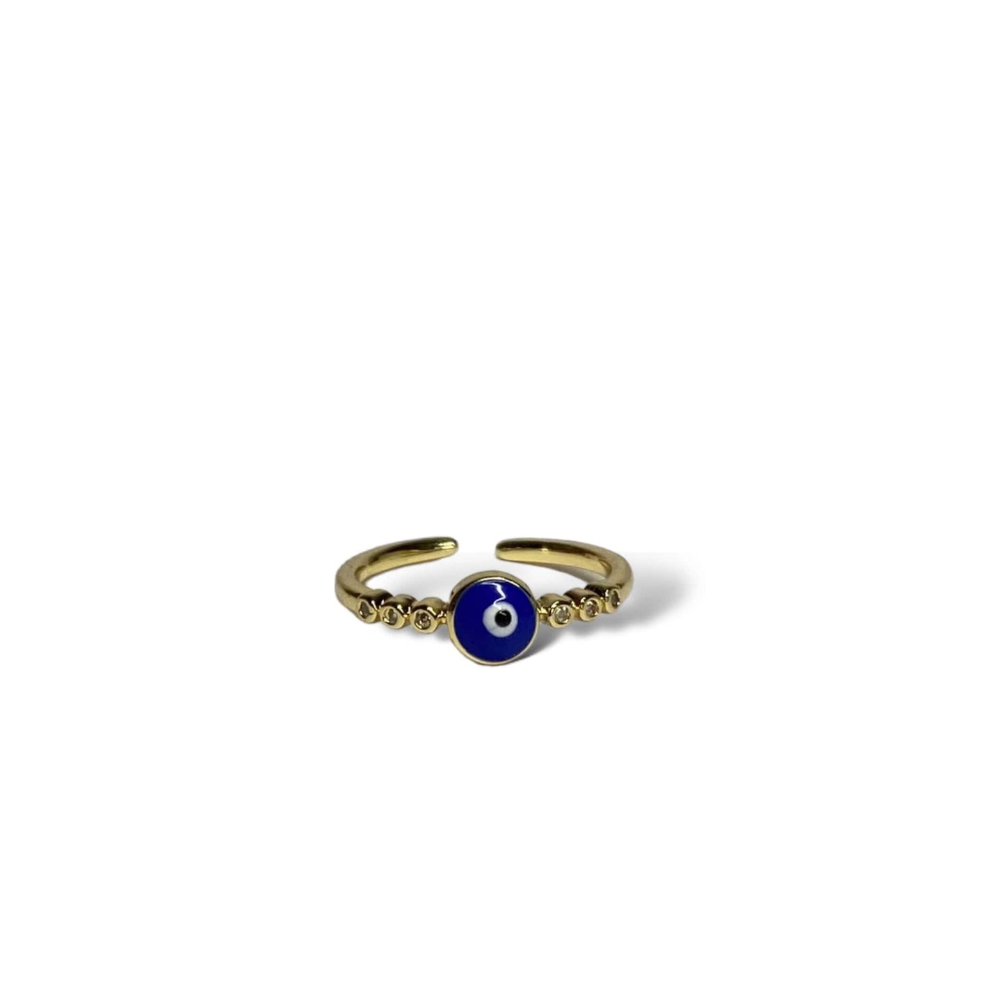 Anillo de Chapa de Oro Ojo Azul Marino