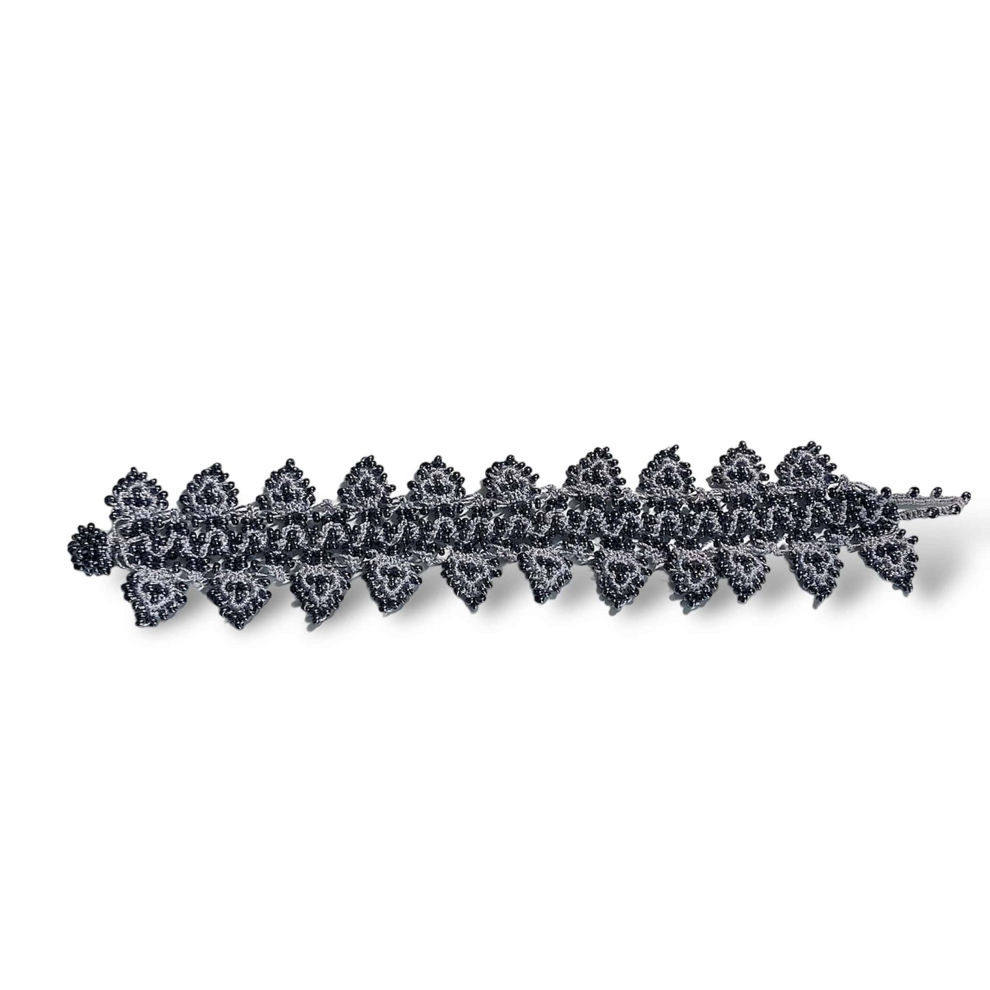 Pulsera Turca Gris Tejida Con Chaquiras