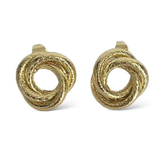 Aretes de Nudo Grabadas Chapa de Oro