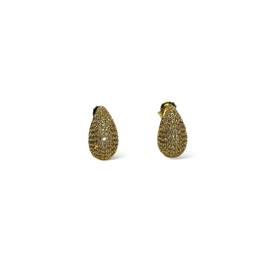 Aretes De Gota Con Zirconias Minis Dorados