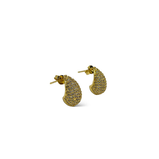 Aretes De Gota Con Zirconias Minis Dorados