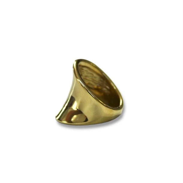 Anillo Curvo De Acero Dorado