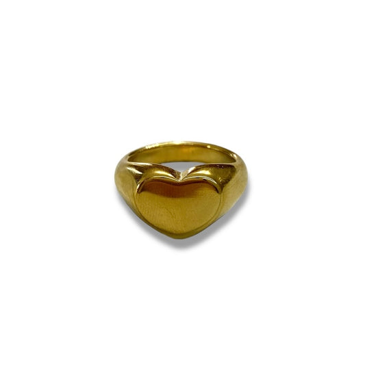 Anillo Corazón De Acero Dorado