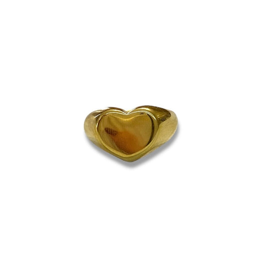 Anillo Corazón De Acero Dorado