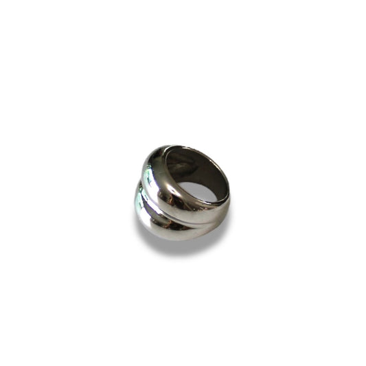 Anillo Doble Chunky De Acero Plateado